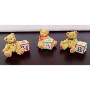 Enesco Vintage 1995 Co Cherished Teddies Bear With ABC blocks (A,B,H)